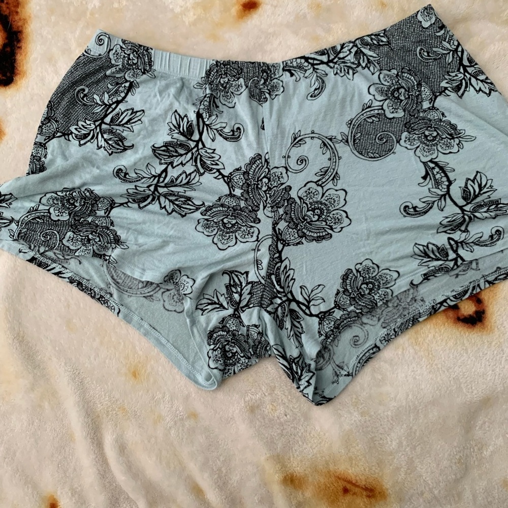 Teal floral lounging shorts size medium
